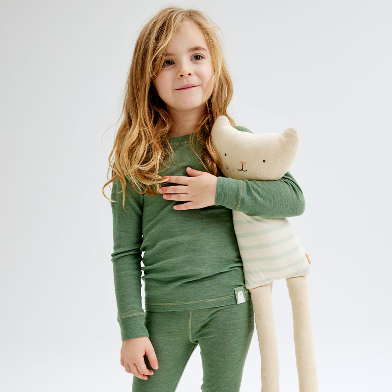 Wool Top Kids, Green Melange, hi-res